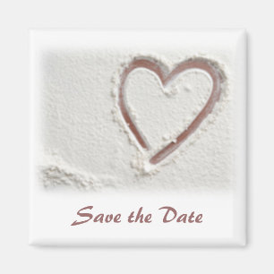 Aimant Sauvez le coeur de sable de la plage/date