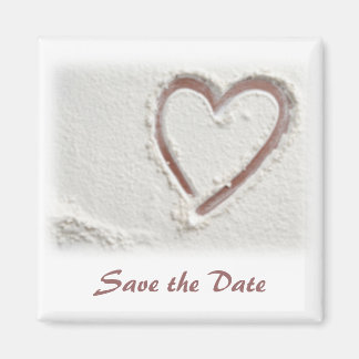 Aimant Sauvez le coeur de sable de la plage/date