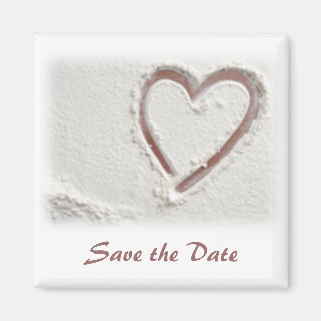 Aimant Sauvez le coeur de sable de la plage/date (Devant)