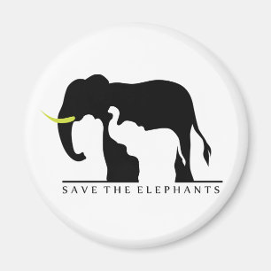 Aimant Sauvez les éléphants (blanc)