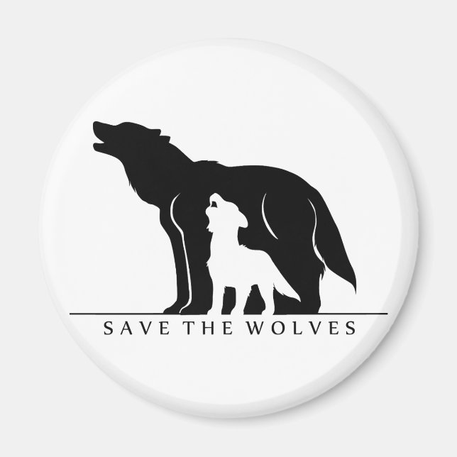 Aimant Sauvez les loups (ver blanc). (Devant)