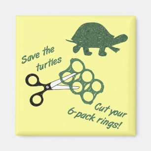Aimant Sauvez les tortues coupent six anneaux de paquet