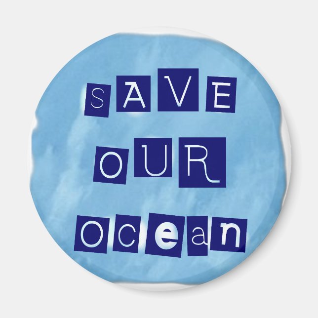 Aimant Sauvez notre Arrière - plan Ocean Watery Blue (Devant)