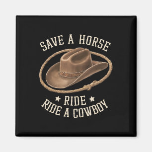 Aimant Sauvez Une Balade À Cheval Un Cowboy Drôle Rodeo H