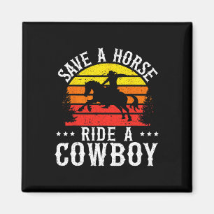 Aimant Sauvez Une Balade À Cheval Un Cowboy Western Rodeo