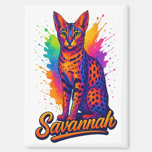 Aimant Savannah Cat Pop Art - Conception dynamique de sci (Recto)