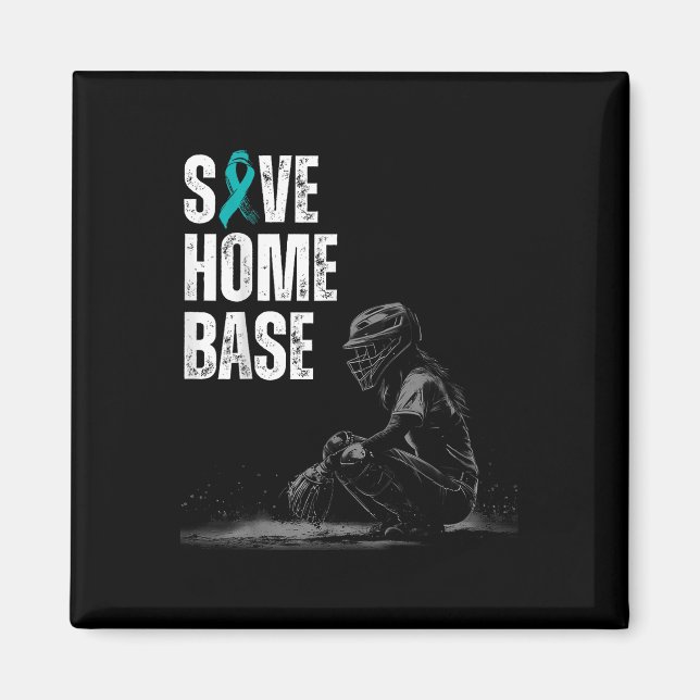 Aimant Save Home Base Baseball Player Ovarienne Cancer Aw (Devant)