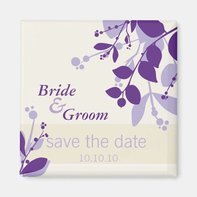 Aimant SAVE LA DATE :: nature - vanille lilas violet (Devant)