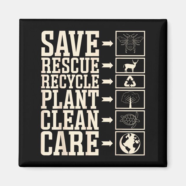 Aimant Save Rescue Recycle Plant Clean Care  (Devant)