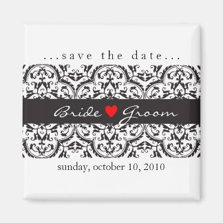 Aimant SAVE THE DATE :: coeur & dentelle - noir