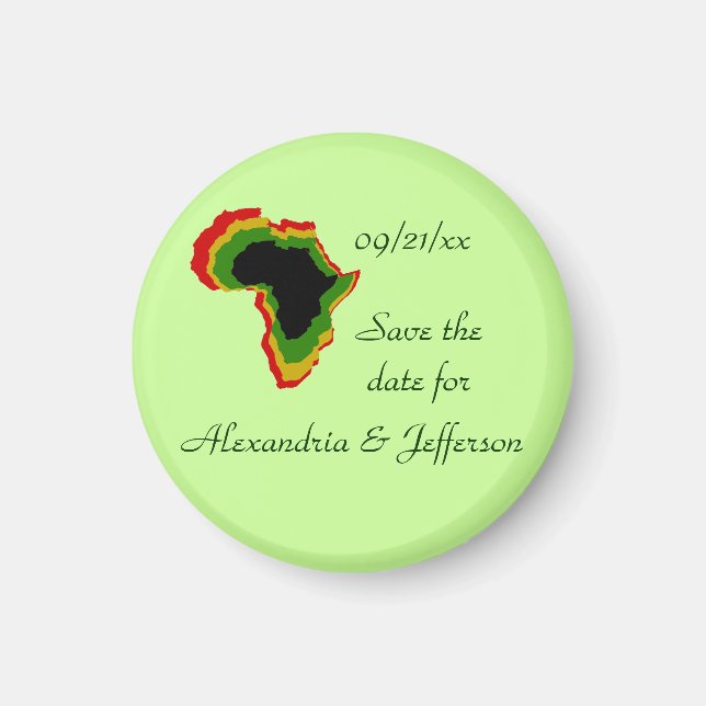Aimant "Save the Date" - Couleurs panafricaines (Devant)