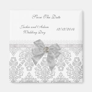 Aimant Save The Date Mariage Damas Blanc