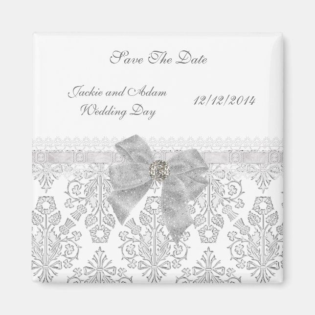 Aimant Save The Date Mariage Damas Blanc (Devant)