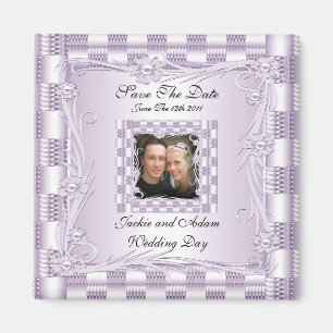 Aimant Save The Date Mariage Mauve Lilas Floral