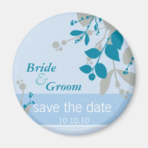 Aimant SAVE THE DATE :: nature - bleu pâle argent turquoi