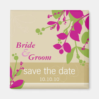 Aimant SAVE THE DATE :: nature - fougère d'or fuschia