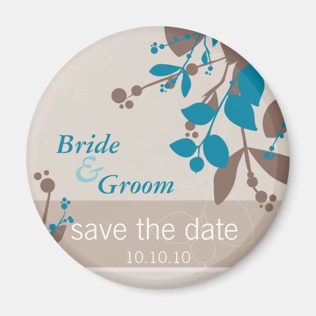 Aimant SAVE THE DATE :: nature - latte mocha turquoise (Devant)