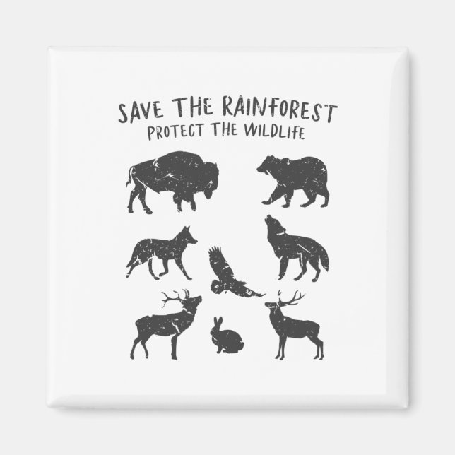 Aimant Save The Rainforest Protect The Wildlife Animal Gr (Devant)