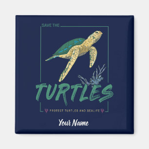 Aimant Save the Turtles for girl who just loves tortoise