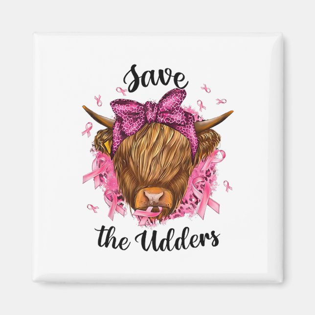 Aimant Save the Udders Breast Cancer Awareness Warrior Co (Devant)