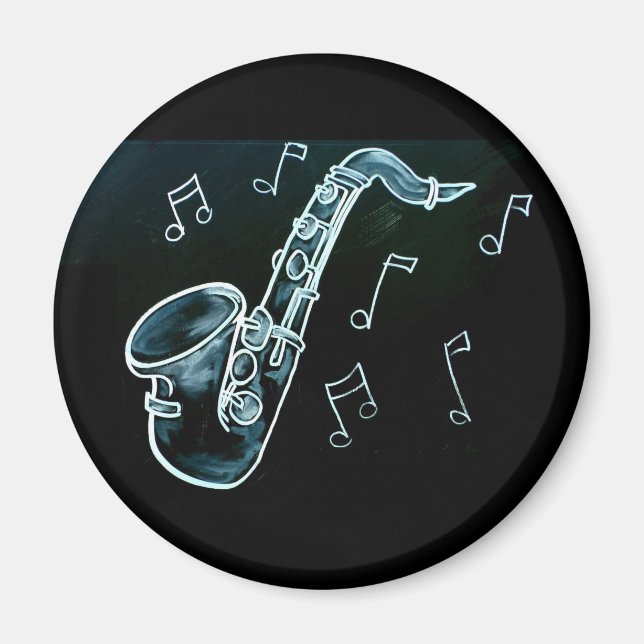 Aimant Saxophone et notes de musique (Devant)