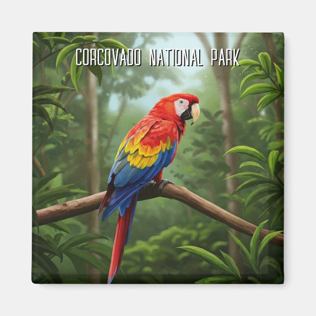 Aimant Scarlet Macaw dans le parc national du Corcovado V (Devant)