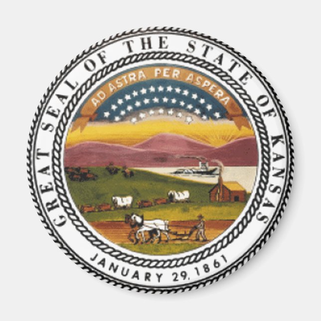 Aimant Sceau de l'État du Kansas (Devant)