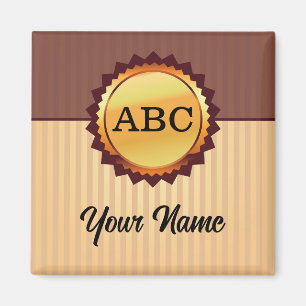 Aimant Sceau d'or avec initiales et nom Customisé