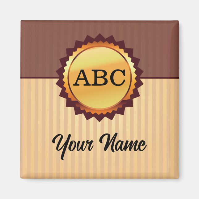 Aimant Sceau d'or avec initiales et nom Customisé (Devant)