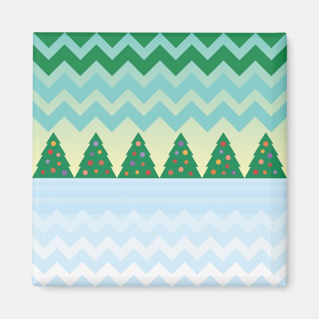 Aimant Scène Chevron Arbre de Noël (Devant)