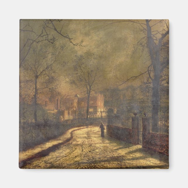 Aimant Scène d'automne, Leeds, 1874 (huile à bord) (Devant)