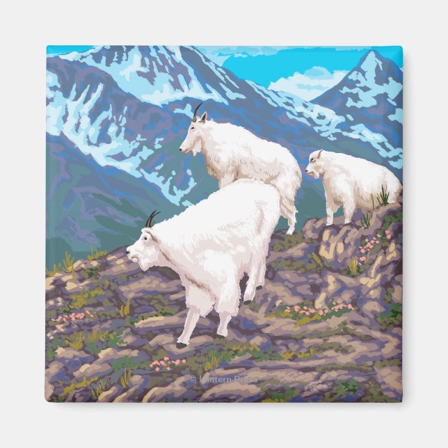 Aimant Scène de chèvres de montagne - West Yellowstone, M (Devant)