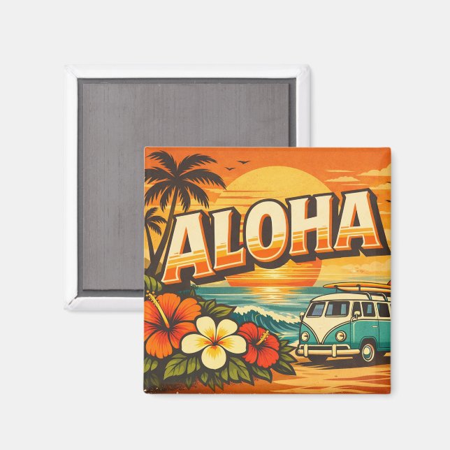 Aimant Scène de coucher de soleil sur une plage tropicale (Recto/Verso)