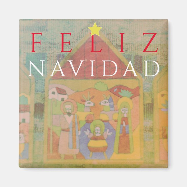 Aimant Scène de la Nativité "Feliz Navidad" (Devant)