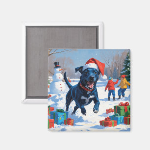 Aimant Scène de neige festive de Noël Blue Heeler