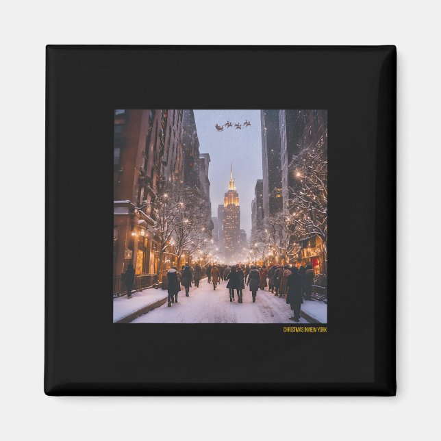 Aimant Scène de Noël de ville enneigée  (Devant)
