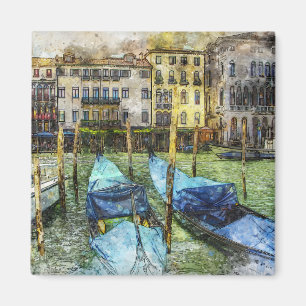 Aimant Scène de peinture de gondole à Venise