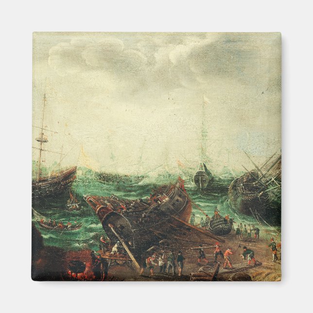 Aimant Scène de port par Adam Willaerts  (Devant)