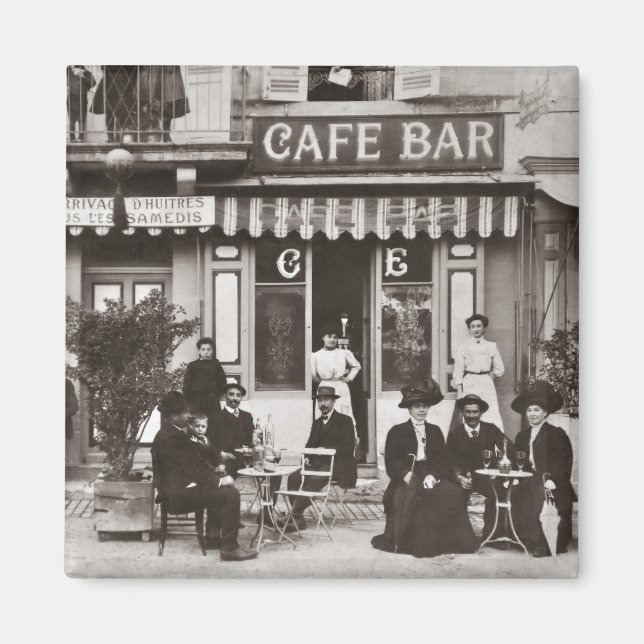 Aimant Scène de rue du bar-café français (Devant)