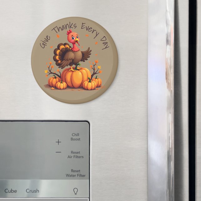 Aimant Scène de Thanksgiving mignonne avec dinde d'automn (In situ (réfrigérateur))