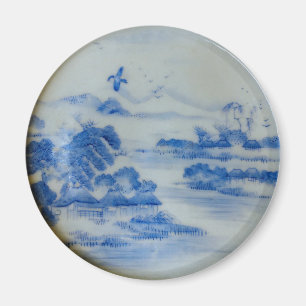 Aimant Scène de village en porcelaine japonaise avec oise