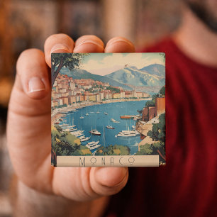 Aimant Scène de voyage vintage à Monaco avec texte person