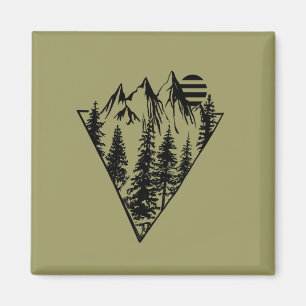 Aimant Scène forestière minimaliste de pins