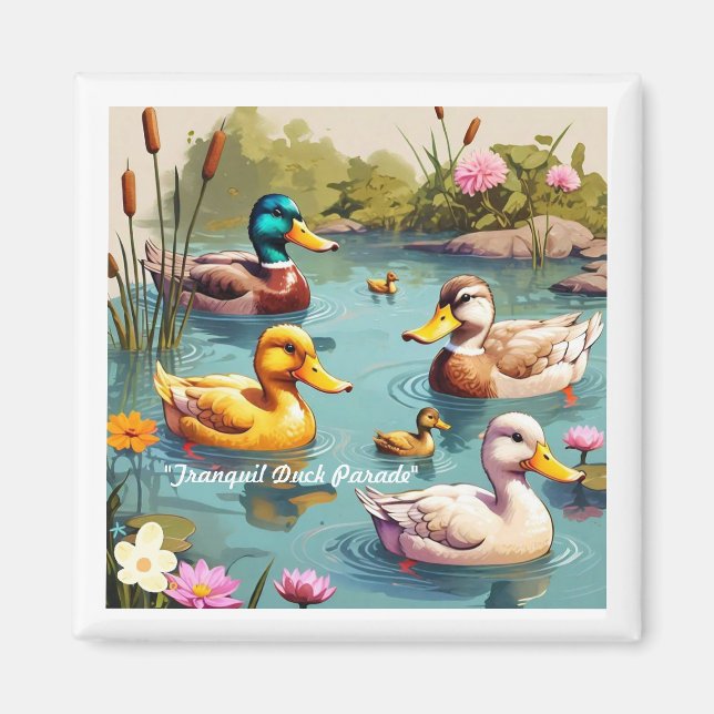 Aimant "Scène tranquille avec des canards" (Devant)