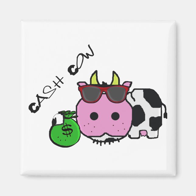 Aimant Schbuses Vache Cash Vache Dessin de vache avec sac (Devant)