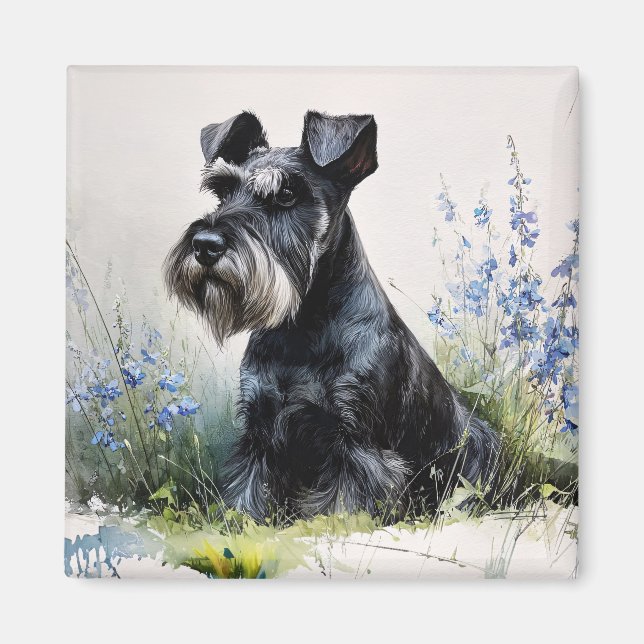 Aimant Schnauzer aquarelle (Devant)