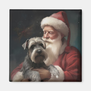 Aimant Schnauzer avec le Père Noël Noël Festif