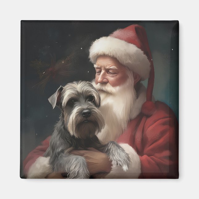 Aimant Schnauzer avec le Père Noël Noël Festif (Devant)