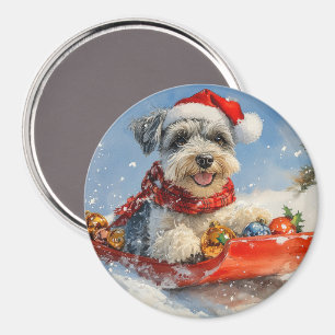 Aimant Schnauzer Chien en Luge Laissez Tomber la Neige No