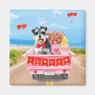 Aimant Schnauzer Chien Saint Valentin Coeurs de camion